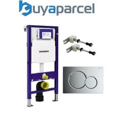 Image of Geberit Duofix 1.12m WC Toilet Frame UP320 Cistern + SIGMA01 Chrome Plate