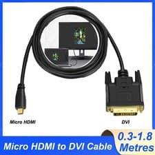 Image of Micro HDMI to DVI Cable PC to Monitor DVI PC Laptop to TV Adapter Converter Lead