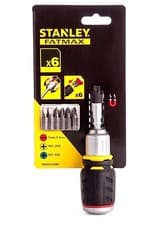 Image of STANLEY FatMax STUBBY Ratchet Screwdriver Handle 1/4" Bit Holder + Bits,062688