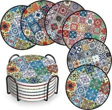 Image of Drink Coasters Turkish Moroccan Design Round Coaster Tea Coffee Cup Mat