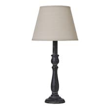 Image of Ravenna Column Table Lamp Distressed Black Linen Shade Modern Rustic Design