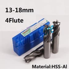 Image of 2Pcs 13Mm 14Mm 15Mm 16Mm 17Mm 18Mm Four Four 4 Flute HSS End Mill Cutter CNC Bit