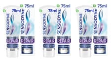 Image of 3 x Boxes Sensodyne Clinical Repair Toothpaste. Active White. 75 ml.