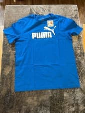 Image of Puma Essentials Big Logo Graphic T-Shirt Blue Size Large
