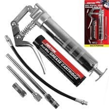 Image of Dekton 6pc Manual Grease Gun Lever Pistol Grip Cartridge Type Flexi Hose 30oz