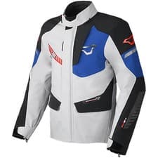 Image of Macna Synchrone Motorcycle Waterproof Textile Jacket - Light Grey / Black / Blue