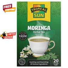 Image of Tropical Sun Moringa Tea 20 Tea Bags, 100% Dried Moringa Oleifera Leaves,