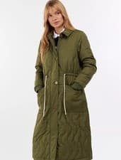 Image of Barbour Astley Quilted Coat / Longline Jacket Green, UK 12 RRP £199