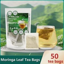 Image of UK Pure Organic All-Natural - Caffeine-Free Herbal Tea Moringa Tea Bags (50)