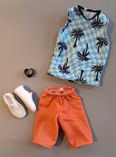 Image of Barbie/Ken Clothes. Fashionista Wheelchair Ken Top, Shorts, Shoes, Watch. NEW!!