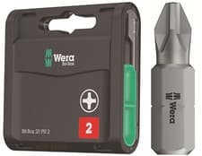 Image of WERA 20 Universal Phillips 2 (PH2) 25mm, Drill Screwdriver Bits & Box, 057750