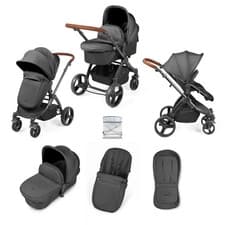 Image of Ickle Bubba Storm Urban 2 in 1 Pushchair Charcoal Grey 7 piece with carrycot