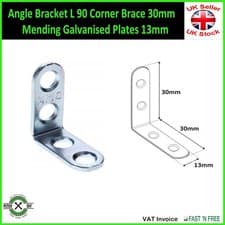 Image of Angle Bracket L 90 Corner Brace 20/30/40/50mm Mending Galvanised Plates 13mm