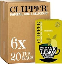 Image of Clipper Organic Lemon & Ginger Tea Bags | 120 Teabag Sachets (6X Boxes of