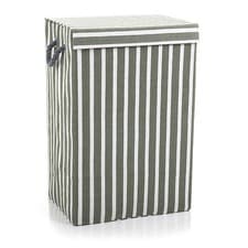 Image of Minky 72L Laundry Hamper Storage Basket | Green Stripe | 40 x 30 x 60cm