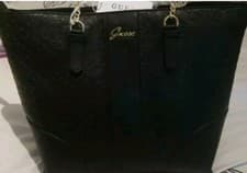 Image of Guess Hiapy Tote Bag Black Gold Bnwt Faux Leather