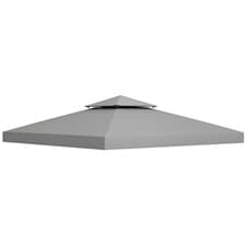 Image of Outsunny 3(m) 2 Tier Garden Gazebo Top Cover Replacement Canopy Roof Light Grey