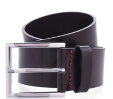 Image of HUGO BOSS Mens Dark Brown Giaspo Leather Buckle Belt Size 80 BNWT