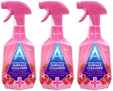 Image of 3x Astonish Antibacterial Surface Cleaner Spray 750ml - Pomegranate & Raspberry