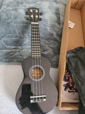 Image of Martin Smith Black Soprano Ukulele with Cord Book and Bag UK-212-BK, New!