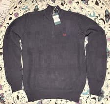 Image of BNWT Original Packaging Crew Clothing 1/4 Zip Navy Pullover Size Large RRP £75