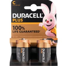 Image of Duracell Plus C 1.5V LR14/MN1400 Alkaline Battery 100 % LIFE ( Pack of 2 )