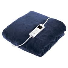 Image of Carmen Electric Heated Throw Blanket Blue Fleece 160x130cm with 9 Heat Settings