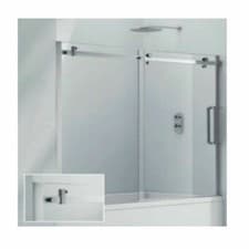 Image of 1700mm Aquaglass+ 8mm Frameless Sliding Bath Screen, Clear Glass, Chrome Frame