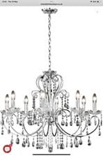 Image of Wofi Arizona 8 Light Chrome Silver Glass Crystal Chandelier. RRP £450!! H1
