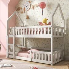 Image of Treehouse Cabin Bed 3FT Single Bunk Bed Wooden Frame Kids Children Sleeper House