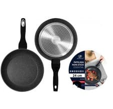 Image of Frying Pan Non Stick Marble Induction Aluminium 16 20 24 28 30cm Black