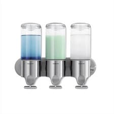 Image of Wall Mount Soap Dispenser Triple 15 fl oz Shampoo Stainless Steel simplehuman