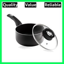 Image of 18cm Non-Stick Saucepan with Glass Lid, 2.5L Capacity, Soft Touch Handle, Ste...