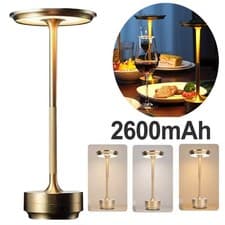 Image of Metallic LED Desk Lamp Rechargeable Dimmable Waterproof Cordless Table Lamp