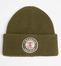 Image of Barbour Dunford Ribbed Beanie In Olive Green BARBOUR J & SONS