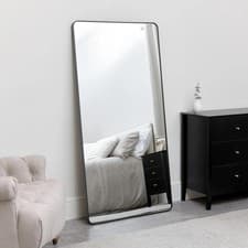 Image of Large Black Curved Framed Wall / Leaner Mirror 160cm x 80cm thin framed