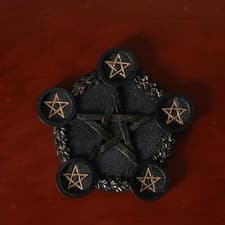 Image of Pentagram Tealight Holder, Resin Witch Pentagram