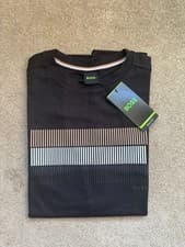 Image of Hugo Boss New T-shirt For Men In Regular Fit Black And Grey