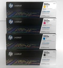 Image of Set of HP LaserJet toners, 203A - CMYK (new, factory sealed). Original.