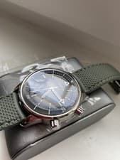 Image of Alpina Seastrong Diver 300 Heritage - mens green leather strap watch RRP £1495