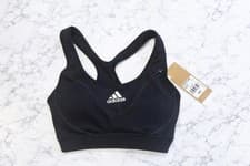 Image of Adidas BT Feelcy Sports Bra Black XS Medium Support Racerback Gym Running New