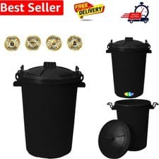 Image of 85 Litre 85L Extra Large Colour Plastic Dustbin Garden Storage Unit Bin Clip ...