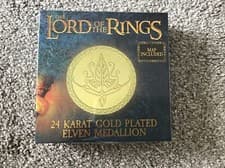 Image of Lord of the Rings 24k Gold Plated Elven Medallion Brand New And Boxed Limited Ed