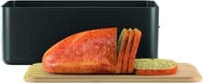 Image of Bodum Bistro Bread Box, Black, Large With Wooden Chopping Board Lid
