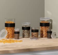 Image of Bodum Presso Set of 12 BPA Free Transparent and Durable Storage Jars with Lids
