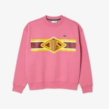 Image of Sweatshirt Lacoste Mens Pink Pullover Top With Logo - Size L