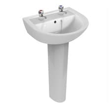 Image of Armitage Shanks Sandringham 21 Basin with Full Pedestal 500mm Wide - 2 Tap Hole