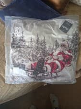 Image of Santa Claus On Sleigh Christmas Cushion. New Tagged Christmas Gift