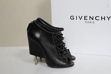 Image of New sz 5 / 35 Givenchy Black Leather lace-up Ankle Booties Palette Heel Shoes