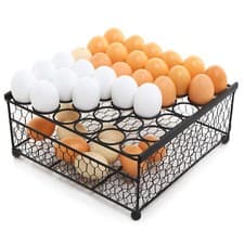 Image of MyGift 2 Tier Rustic Black Chicken Wire 36 Eggs Display Tray and Storage Basket
